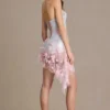 Rochie mini cu corset din tul decorat Colette, în roz pal Rochie mini cu corset din tul decorat Colette, în roz pal