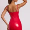 Rochie mini cu corset din vinil Ambrose, cu sârmă, în roșu aprins Rochie mini cu corset din vinil Ambrose, cu sârmă, în roșu aprins