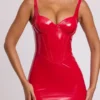 Rochie mini cu corset din vinil Ambrose, cu sârmă, în roșu aprins Rochie mini cu corset din vinil Ambrose, cu sârmă, în roșu aprins
