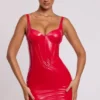 Rochie mini cu corset din vinil Ambrose, cu sârmă, în roșu aprins Rochie mini cu corset din vinil Ambrose, cu sârmă, în roșu aprins