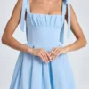 Rochie mini cu corset drapat Bellamy în albastru pudră Rochie mini cu corset drapat Bellamy în albastru pudră
