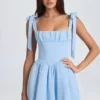 Rochie mini cu corset drapat Bellamy în albastru pudră Rochie mini cu corset drapat Bellamy în albastru pudră