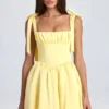 Rochie mini cu corset drapat Bellamy în culoarea Lemon Sherbet Rochie mini cu corset drapat Bellamy în culoarea Lemon Sherbet
