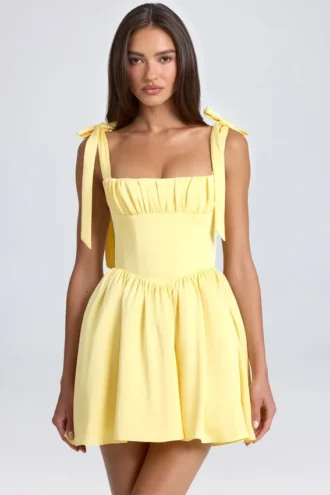 Rochie mini cu corset drapat Bellamy în culoarea Lemon Sherbet