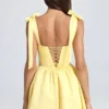 Rochie mini cu corset drapat Bellamy în culoarea Lemon Sherbet Rochie mini cu corset drapat Bellamy în culoarea Lemon Sherbet