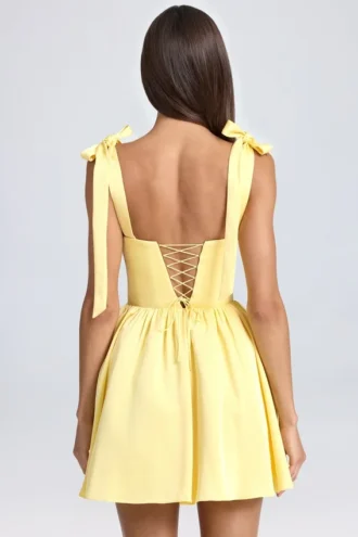 Rochie mini cu corset drapat Bellamy în culoarea Lemon Sherbet