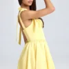 Rochie mini cu corset drapat Bellamy în culoarea Lemon Sherbet Rochie mini cu corset drapat Bellamy în culoarea Lemon Sherbet