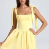 Rochie mini cu corset drapat Bellamy în culoarea Lemon Sherbet Rochie mini cu corset drapat Bellamy în culoarea Lemon Sherbet