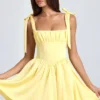 Rochie mini cu corset drapat Bellamy în culoarea Lemon Sherbet Rochie mini cu corset drapat Bellamy în culoarea Lemon Sherbet