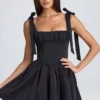 Rochie mini cu corset drapat Bellamy, negru Rochie mini cu corset drapat Bellamy, negru
