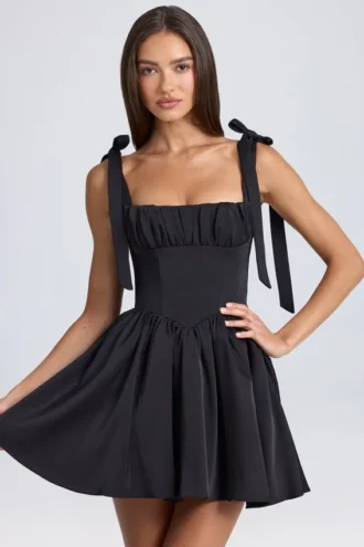 Rochie mini cu corset drapat Bellamy, negru