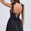 Rochie mini cu corset drapat Bellamy, negru Rochie mini cu corset drapat Bellamy, negru