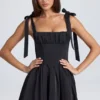 Rochie mini cu corset drapat Bellamy, negru Rochie mini cu corset drapat Bellamy, negru