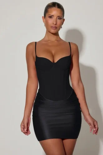 Rochie mini cu corset drapat Lovella, negru