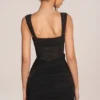 Rochie mini cu corset și fustă drapată Miller, negru Rochie mini cu corset și fustă drapată Miller, negru