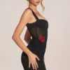 Rochie mini cu corset și fustă drapată Miller, negru Rochie mini cu corset și fustă drapată Miller, negru