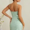 Rochie mini cu corset și ornamente Constance, în culoarea salvie Rochie mini cu corset și ornamente Constance, în culoarea salvie
