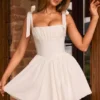 Rochie mini cu corset și volane Marianna, albă Rochie mini cu corset și volane Marianna, albă