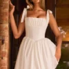 Rochie mini cu corset și volane Marianna, albă Rochie mini cu corset și volane Marianna, albă