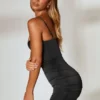 Rochie mini cu corset și volane, model Confident, negru Rochie mini cu corset și volane, model Confident, negru