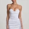 Rochie mini cu corset și volane Tirza, albă Rochie mini cu corset și volane Tirza, albă