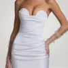 Rochie mini cu corset și volane Tirza, albă Rochie mini cu corset și volane Tirza, albă