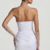 Rochie mini cu corset și volane Tirza, albă Rochie mini cu corset și volane Tirza, albă