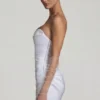 Rochie mini cu corset și volane Tirza, albă Rochie mini cu corset și volane Tirza, albă