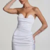 Rochie mini cu corset și volane Tirza, albă Rochie mini cu corset și volane Tirza, albă