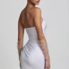Rochie mini cu corset și volane Tirza, albă Rochie mini cu corset și volane Tirza, albă