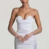 Rochie mini cu corset și volane Tirza, albă Rochie mini cu corset și volane Tirza, albă