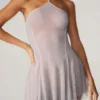 Rochie mini cu dantelă și șireturi în spate Juni, argintie Rochie mini cu dantelă și șireturi în spate Juni, argintie