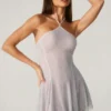 Rochie mini cu dantelă și șireturi în spate Juni, argintie Rochie mini cu dantelă și șireturi în spate Juni, argintie