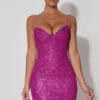 Rochie mini cu decolteu în formă de inimă și ornamente Mischa, în culoarea magenta Rochie mini cu decolteu în formă de inimă și ornamente Mischa, în culoarea magenta