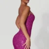 Rochie mini cu decolteu în formă de inimă și ornamente Mischa, în culoarea magenta Rochie mini cu decolteu în formă de inimă și ornamente Mischa, în culoarea magenta