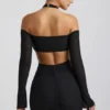 Rochie mini cu decupaje și drapaje, cu umerii goi, Kemina, în negru Rochie mini cu decupaje și drapaje, cu umerii goi, Kemina, în negru