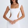 Rochie mini cu decupaje și șireturi Addison, albă Rochie mini cu decupaje și șireturi Addison, albă