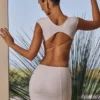 Rochie mini cu decupaje și șireturi Addison, albă Rochie mini cu decupaje și șireturi Addison, albă