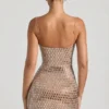 Rochie mini cu decupaje și ornamente Alanni, culoare miere Rochie mini cu decupaje și ornamente Alanni, culoare miere
