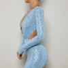 Rochie mini cu decupaje și ornamente Marva, albastru deschis Rochie mini cu decupaje și ornamente Marva, albastru deschis