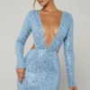 Rochie mini cu decupaje și ornamente Marva, albastru deschis Rochie mini cu decupaje și ornamente Marva, albastru deschis