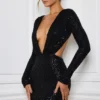 Rochie mini cu decupaje și ornamente Marva, negru Rochie mini cu decupaje și ornamente Marva, negru