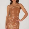 Rochie mini cu decupaje și ornamente Rania, culoare bronz Rochie mini cu decupaje și ornamente Rania, culoare bronz