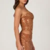 Rochie mini cu decupaje și ornamente Rania, culoare bronz Rochie mini cu decupaje și ornamente Rania, culoare bronz
