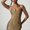 Rochie mini cu decupaje și ornamente Sayzel, aurie Rochie mini cu decupaje și ornamente Sayzel, aurie