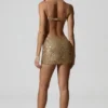 Rochie mini cu decupaje și ornamente Sayzel, aurie Rochie mini cu decupaje și ornamente Sayzel, aurie