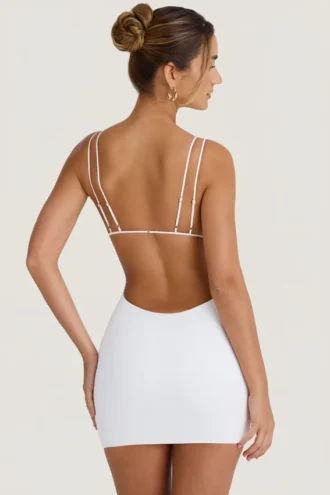 Rochie mini cu decupaje și spate decupat Eartha, albă