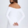 Rochie mini cu decupaje și umeri decupați Madelina, în culoarea alb Rochie mini cu decupaje și umeri decupați Madelina, în culoarea alb