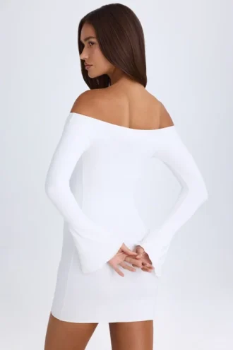 Rochie mini cu decupaje și umeri decupați Madelina, în culoarea alb