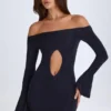 Rochie mini cu decupaje și umeri decupați Madelina, negru Rochie mini cu decupaje și umeri decupați Madelina, negru